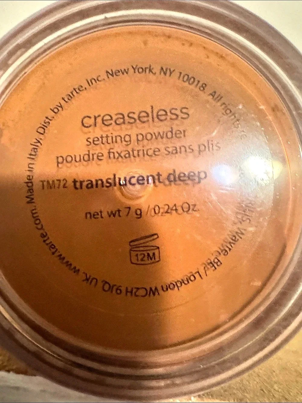 tarte creaseless setting powder TM72 Translucent Deep NWT